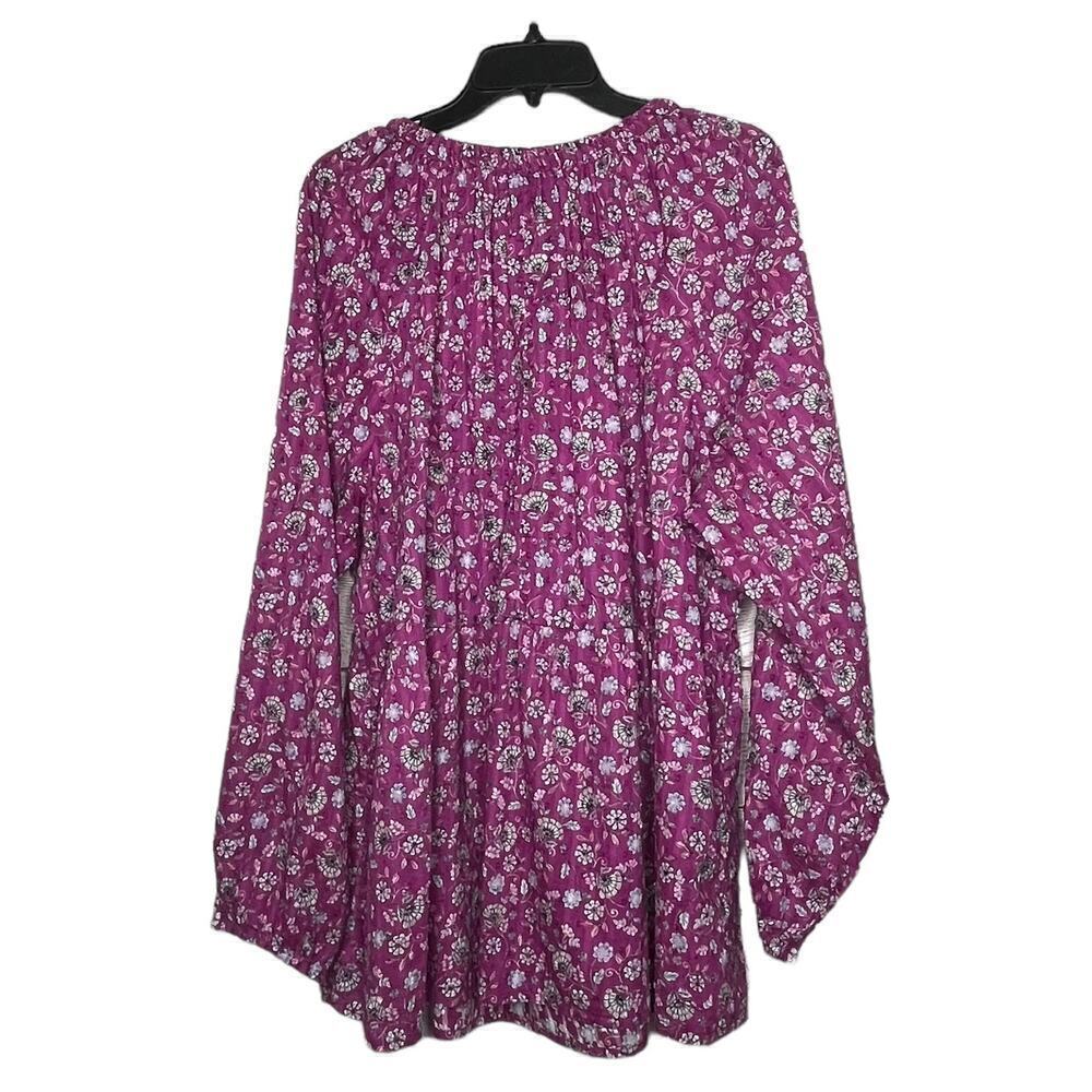 Lane Bryant Purple Ditzy Floral Swiss Dot Peplum Keyhole Top Size 18/20 Plus - Picture 4 of 14